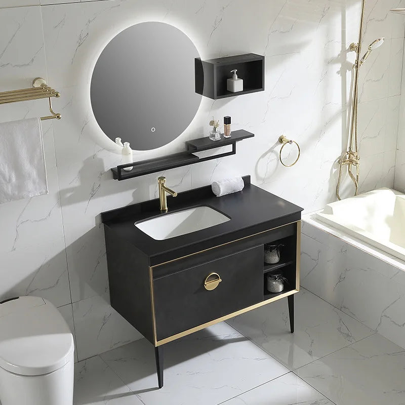 Light Luxury Rock Plate Intelligent Mirror Bathroom Cabinet CombinationHome Furniture Bathroom Furniture Bathroom Cabinets