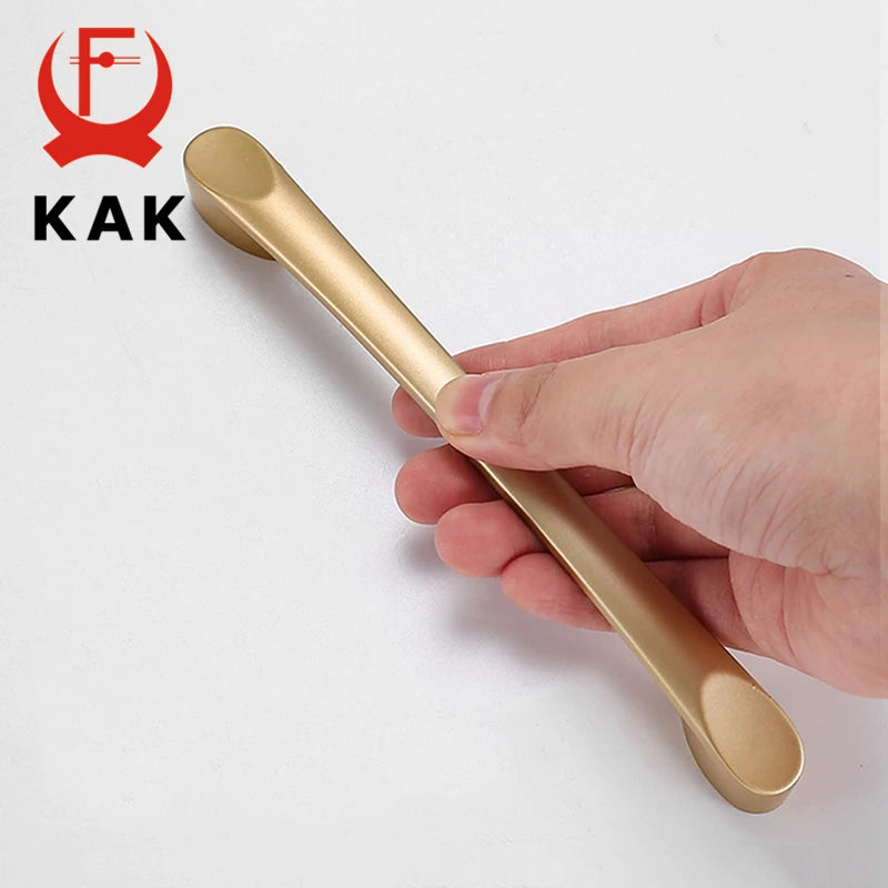 KAK European Style Matte Gold Cabinet Handles Solid Aluminum Alloy Kitchen Cupboard Pulls Drawer Knobs Furniture Handle Hardware