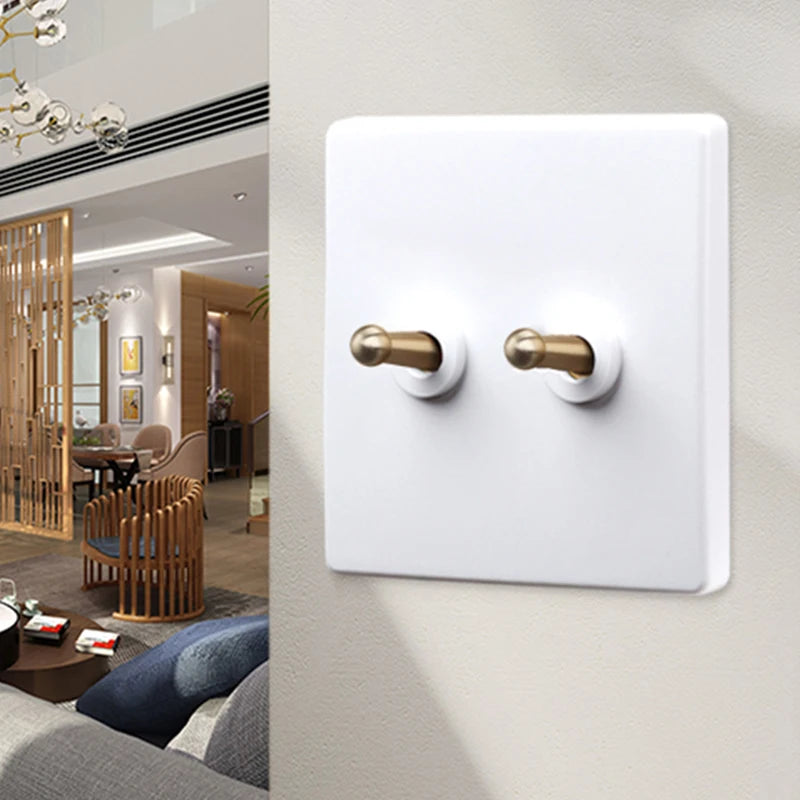 1-4 Gang 2 Way Brass Lever Switch Home Improvement 86 Type White Retro Wall Lamp Toggle Switch