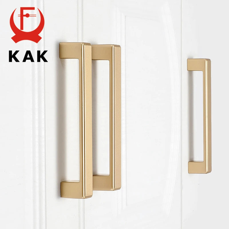 KAK European Style Matte Gold Cabinet Handles Solid Aluminum Alloy Kitchen Cupboard Pulls Drawer Knobs Furniture Handle Hardware