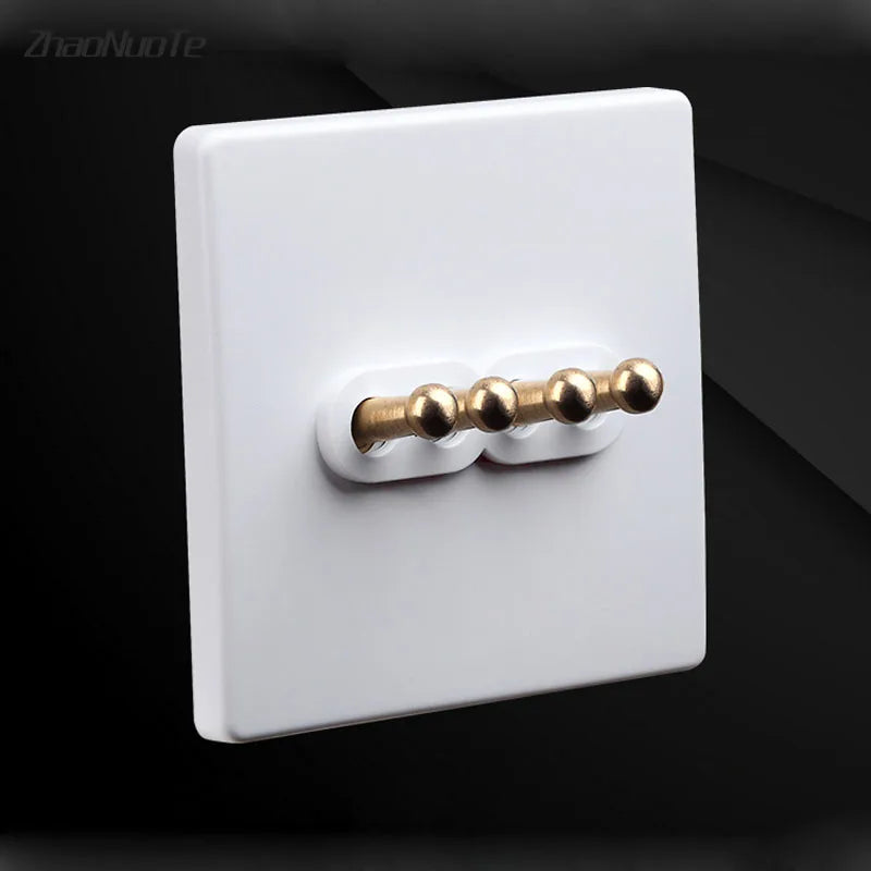 1-4 Gang 2 Way Brass Lever Switch Home Improvement 86 Type White Retro Wall Lamp Toggle Switch