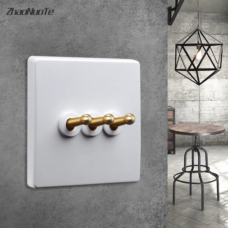 1-4 Gang 2 Way Brass Lever Switch Home Improvement 86 Type White Retro Wall Lamp Toggle Switch