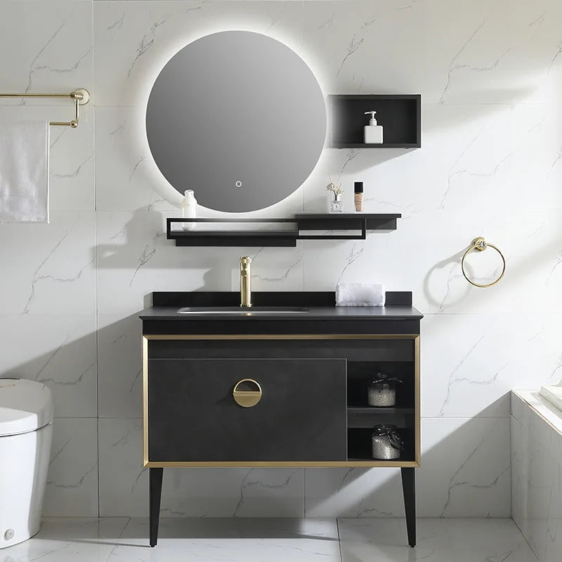 Light Luxury Rock Plate Intelligent Mirror Bathroom Cabinet CombinationHome Furniture Bathroom Furniture Bathroom Cabinets