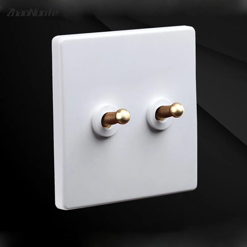 1-4 Gang 2 Way Brass Lever Switch Home Improvement 86 Type White Retro Wall Lamp Toggle Switch