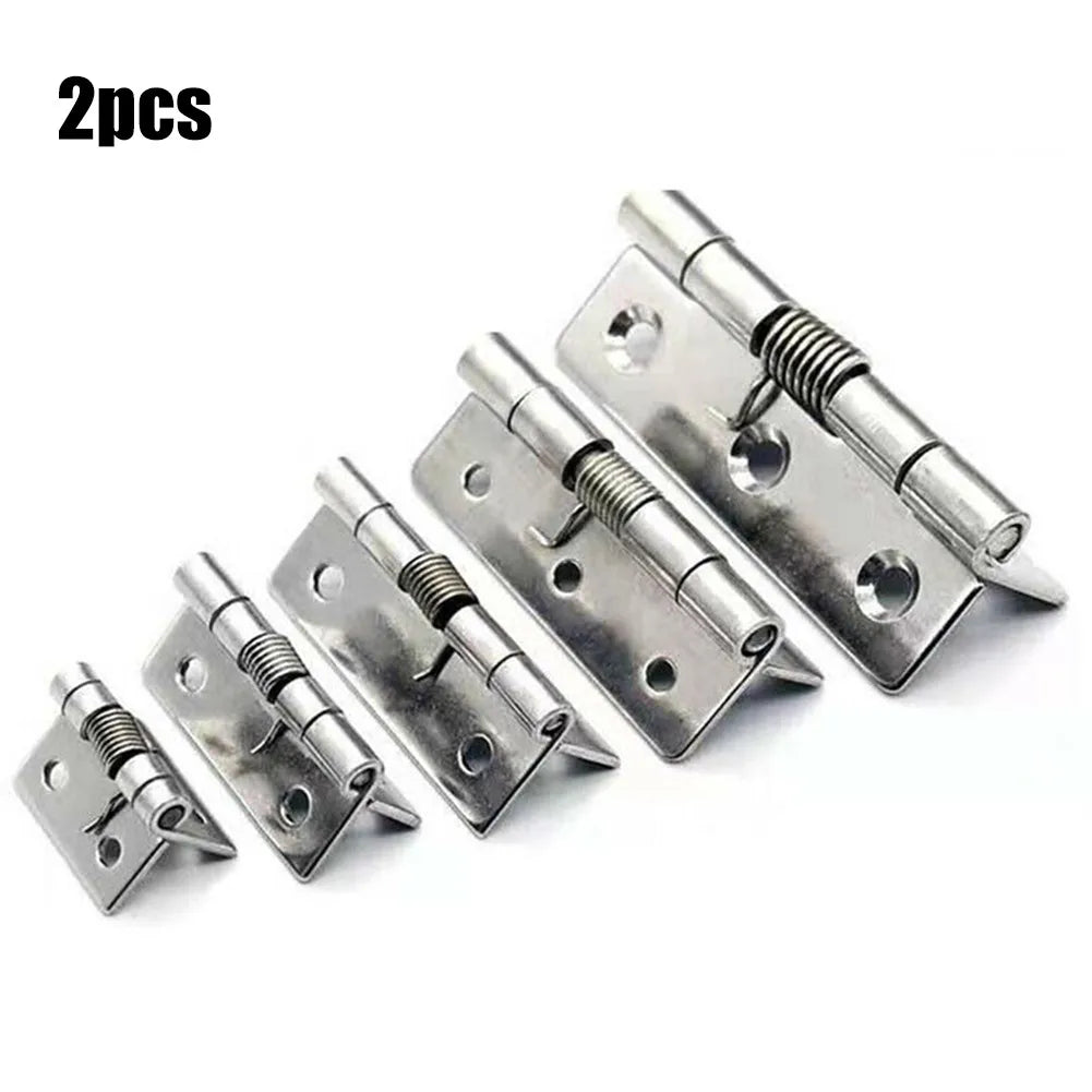 2Pcs Spring Hinges Self Closing Stainless Steel Door Hinge Hardware For Cupboard Windows Cabinets Jewelry Boxes Hinge Home Supply