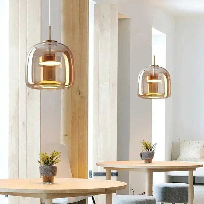 Glass LED Pendant Light Nordic Hanging Lamp For Dining Room Restruant Bar Indoor Decor Lighting Bedroom Bedside Led Ligh Fixture