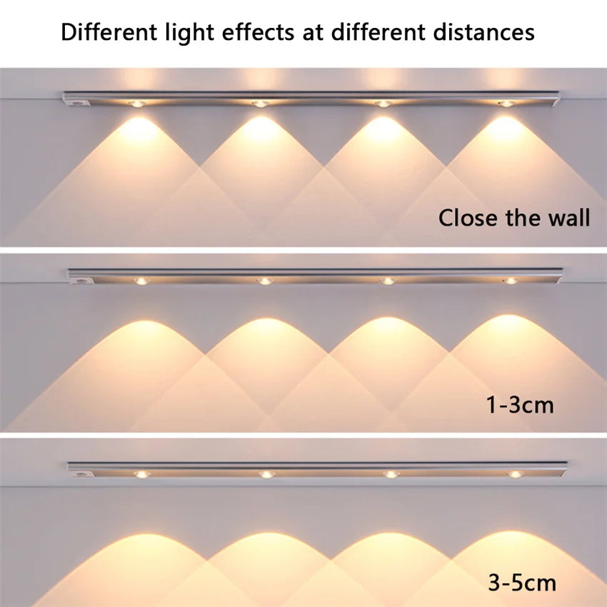 Ultra thin LED Light 20/30/40/60CM Cabinet Lamp PIR Motion Sensor Wireless USB Rechargeable Night light Closet Kitchen Lighting