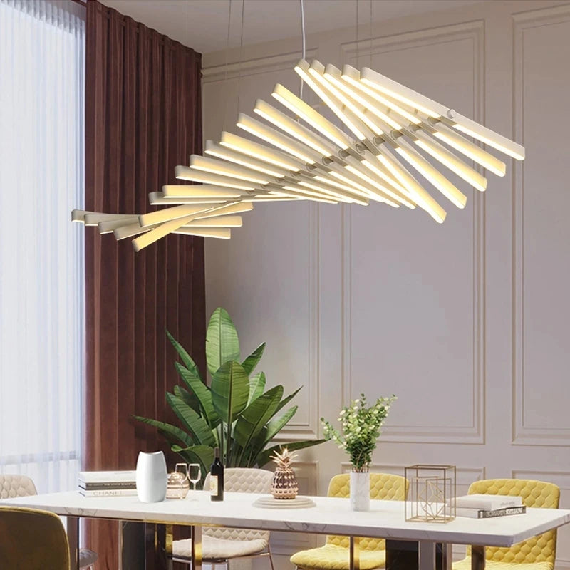 Modern Creative Led Fishbone Chandelier Living Room, Kitchen Lighting Chandelier Dining Room, Meeting Room Decoration Chandelier