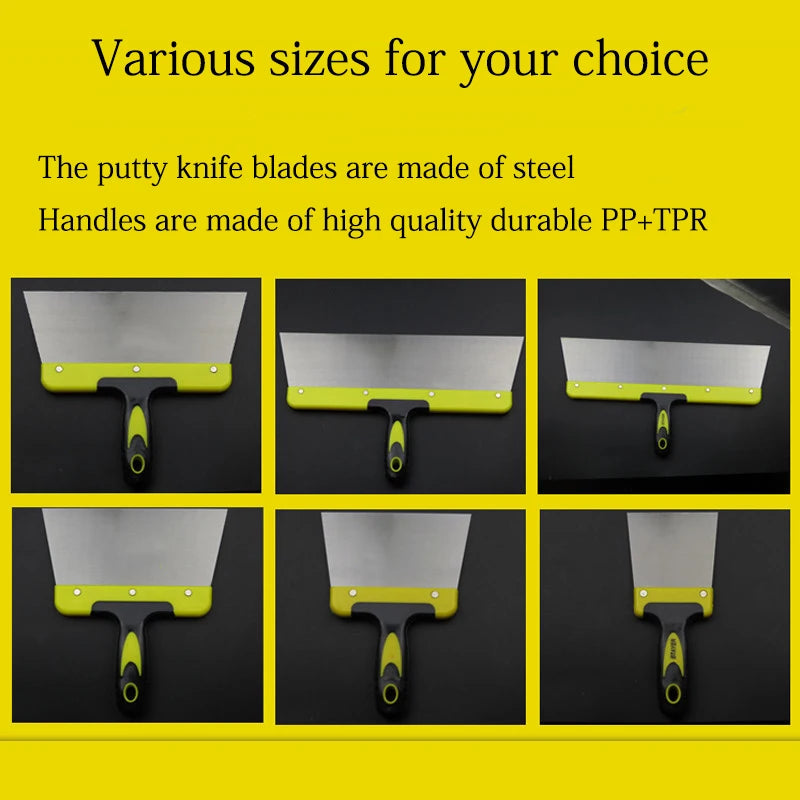 1pc 6/8/10/12 Inch High Quality Thick Elastic Steel Plastic Handle Putty Knife Scraper Set Construction Tools