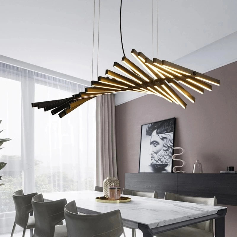 Modern Creative Led Fishbone Chandelier Living Room, Kitchen Lighting Chandelier Dining Room, Meeting Room Decoration Chandelier