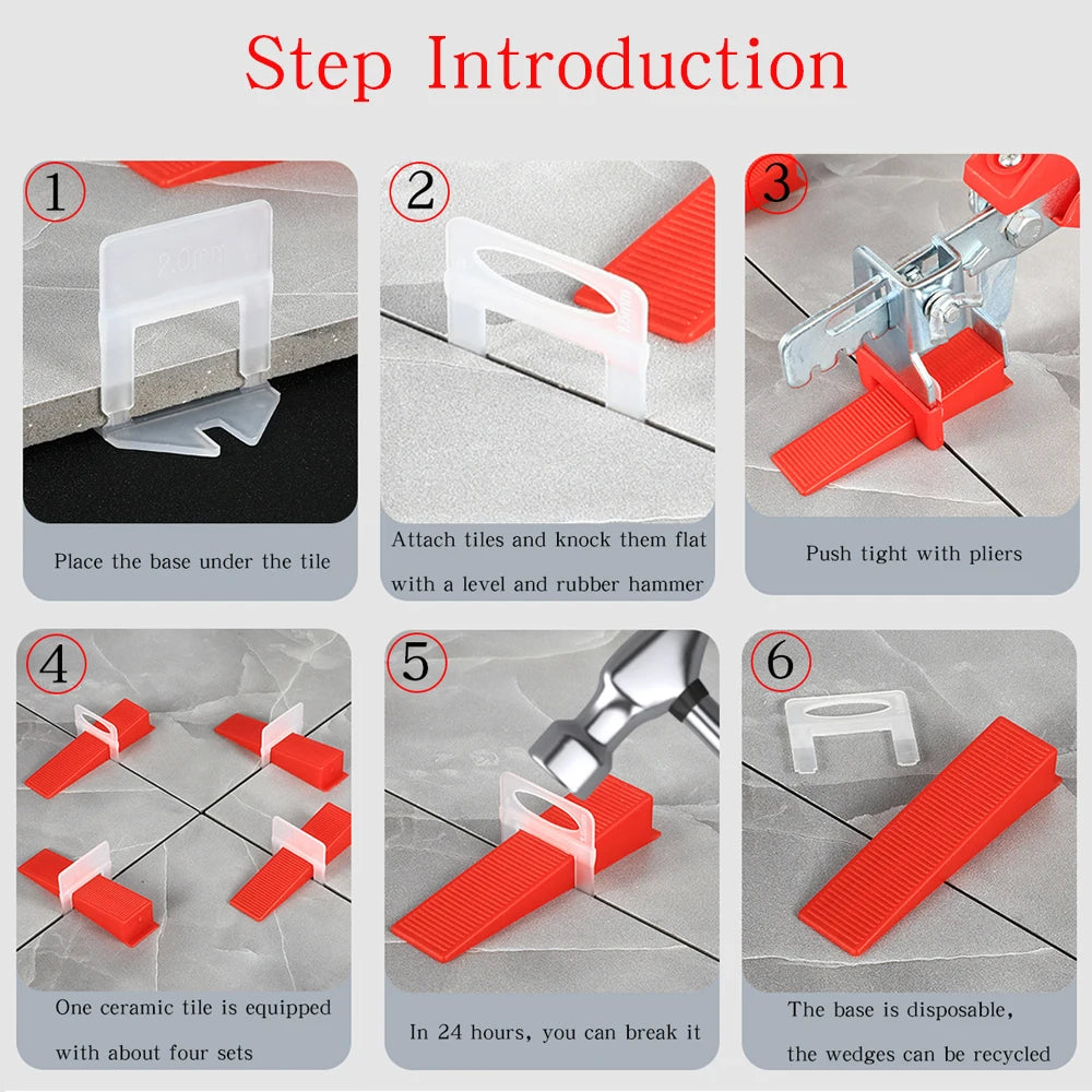 Tile Leveling System Clips 200-800 Pieces Tile Spacers 1/1.5/2/2.5/3MM for Ceramic Tile Laying Leveling Construction Tools