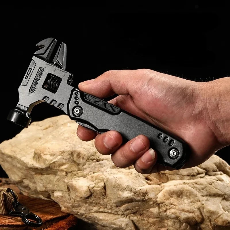 Splitman Mini Multi Tool Hammer Multitool Folding Kinfe Plier Adjustable Spanner Camping Outdoor EDC Hand Tools Screwdriver