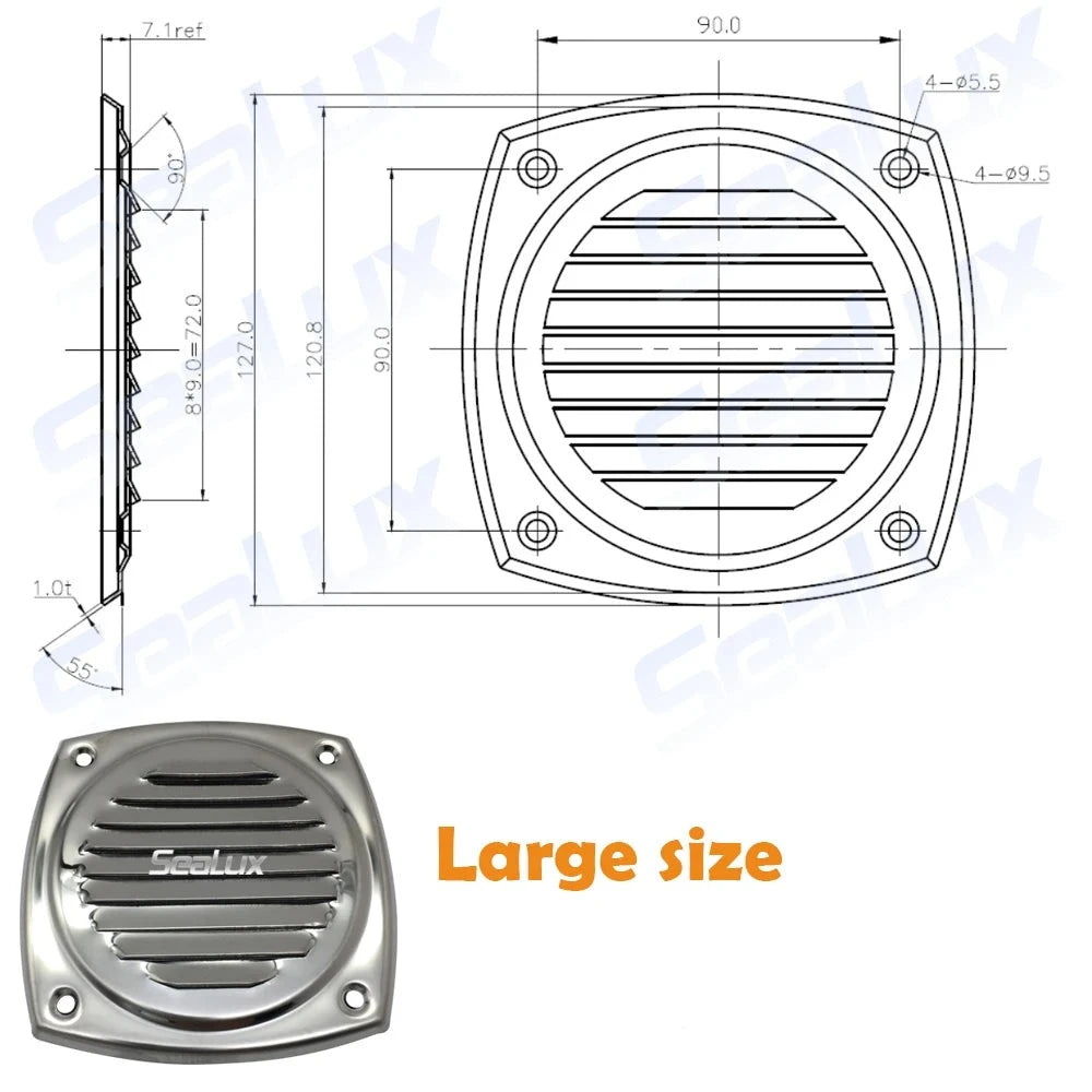 Sealux Marine Stainless Steel 304 Thru vent Stamped vent for Yacht Boat Marine Accessory Hardware