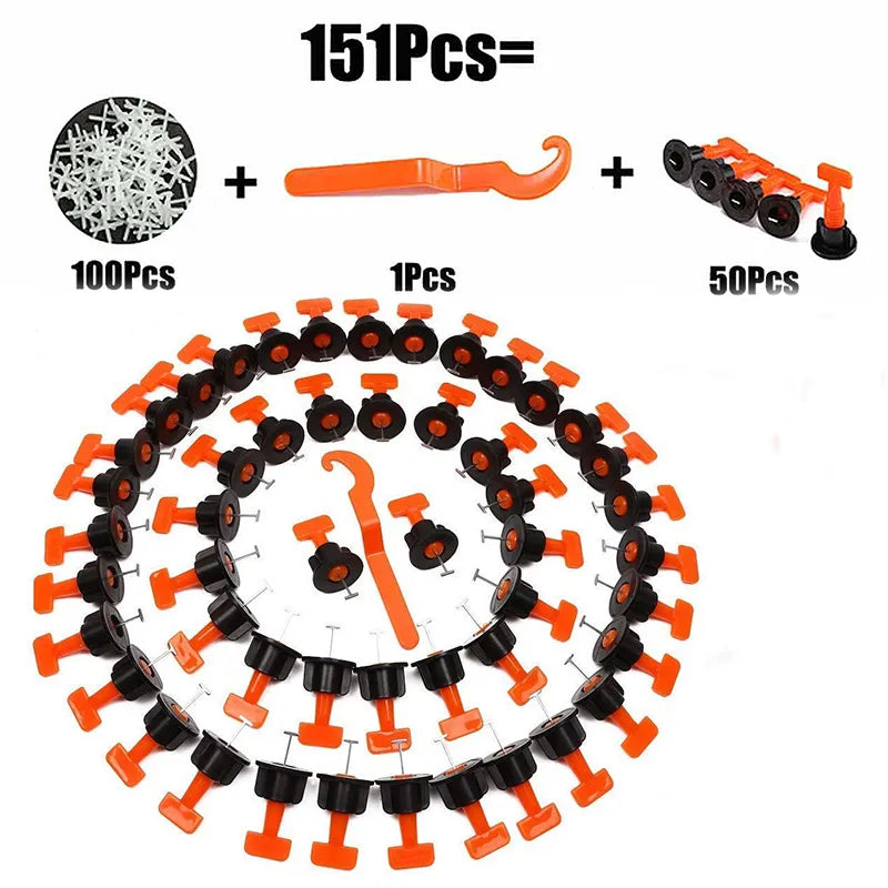 151 Pcs Reusable Tile Leveling System Wall Floor Tile Leveler Spacers with Wrench Tile Laying Anti Lippage Construction Tools