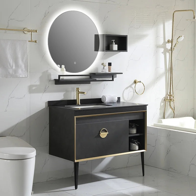 Light Luxury Rock Plate Intelligent Mirror Bathroom Cabinet CombinationHome Furniture Bathroom Furniture Bathroom Cabinets