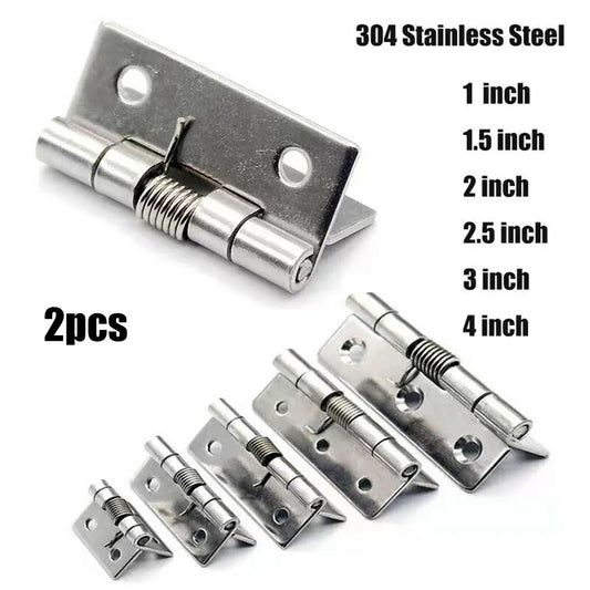 2Pcs Spring Hinges Self Closing Stainless Steel Door Hinge Hardware For Cupboard Windows Cabinets Jewelry Boxes Hinge Home Supply