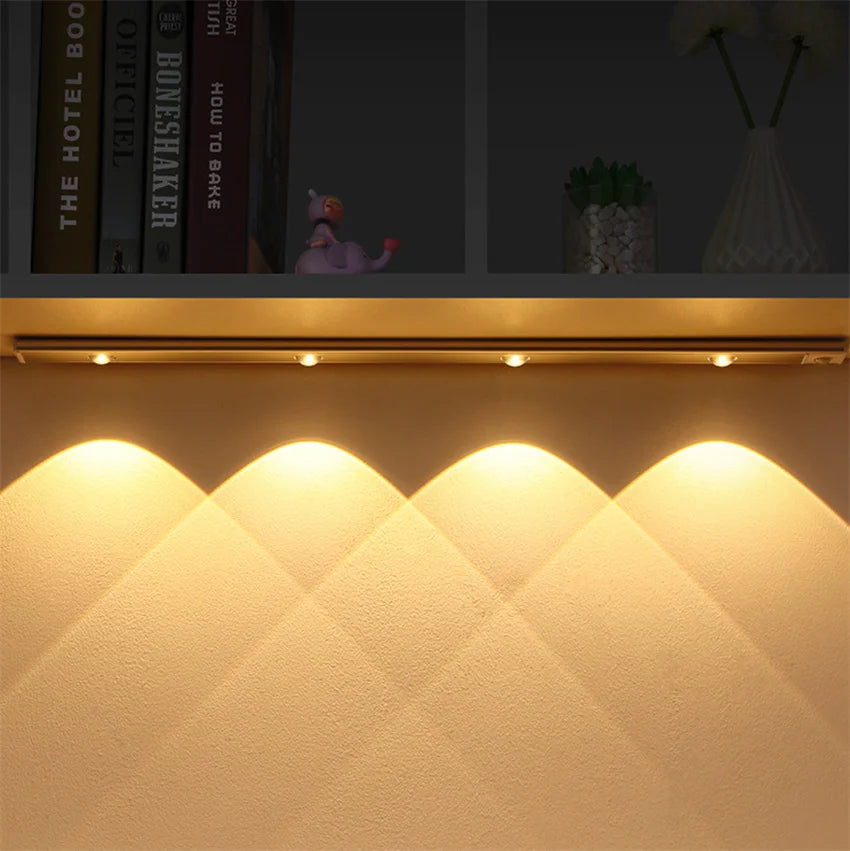 Ultra thin LED Light 20/30/40/60CM Cabinet Lamp PIR Motion Sensor Wireless USB Rechargeable Night light Closet Kitchen Lighting