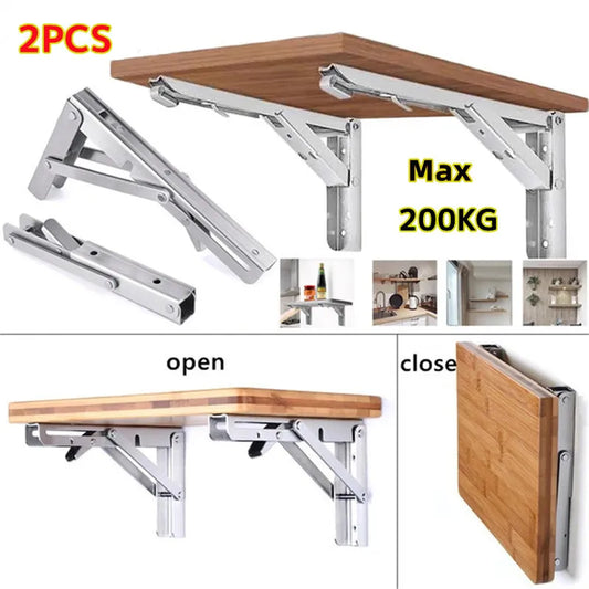 2Pcs Multiple Sizes Triangle Folding Angle Bracket Heavy Support Adjustable Wall Shelves Mounted Table Shelves Home Hardware